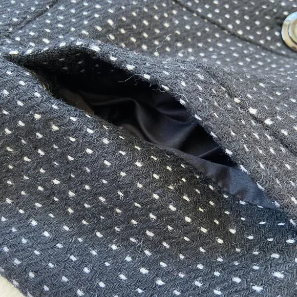 Anthropologie| Idra Black Dot Wool Blend Coat | Sz 8 Ruffle - Picture 7 of 10